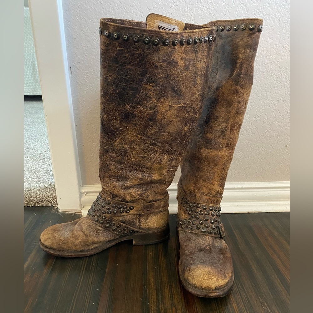 Distressed Knee-High Frye Boots